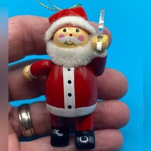 Vintage Mini Wooden Santa Ornament